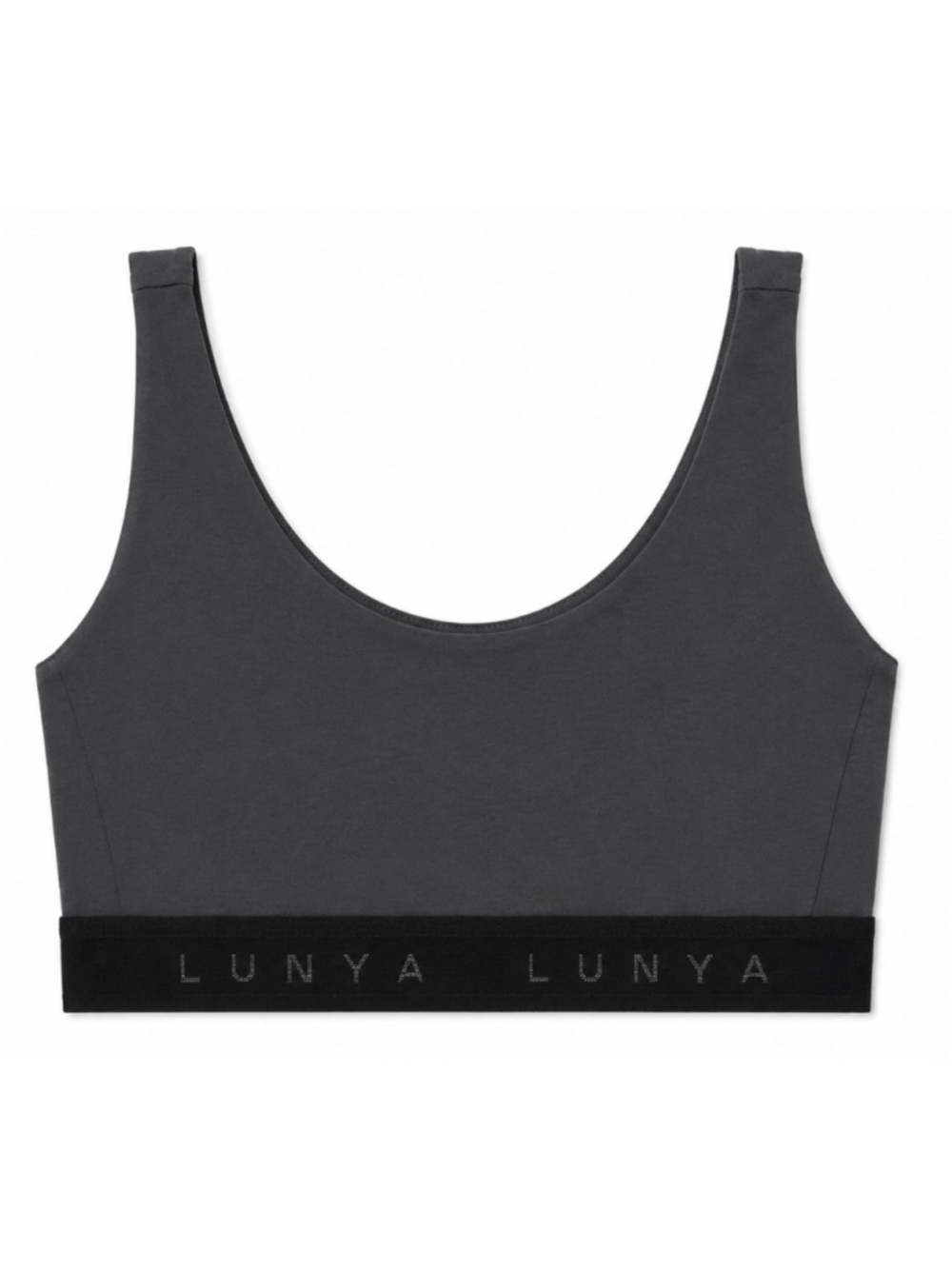 Lunya Charcoal & Black Sports Bra XL New Sporty Quiet Luxury